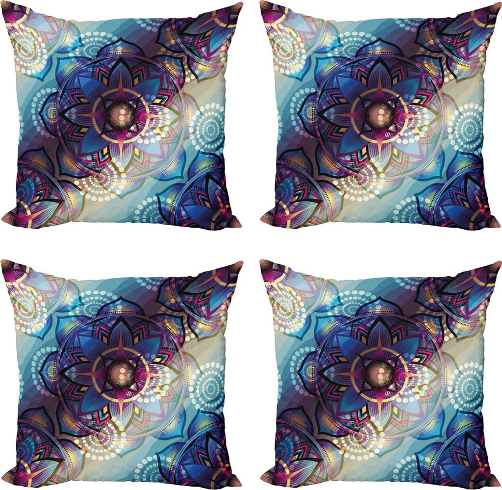 ABAKUHAUS Lotus Kissenbezug Set (4 Stück), Diagonal Gradient Lotus, Moderner Doppelseitiger Digitaldruck, 60 cm x 60 cm, Mehrfarbig