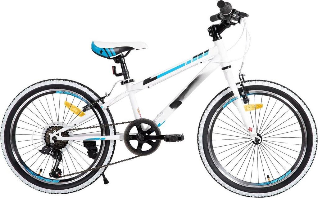 Kinder Mountainbike 20 Zoll (51 cm) – 7-Gang Schaltung, V-Brake, Stahlrahmen – Weiß