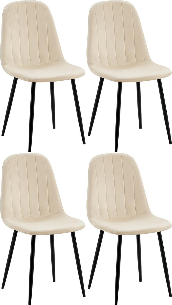 4er Set Esszimmerstuhl HLO-CP33 Samt creme