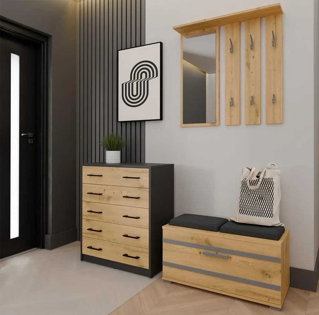 Armoire à chaussures anthracite artisanale ALEX avec finition mate chic