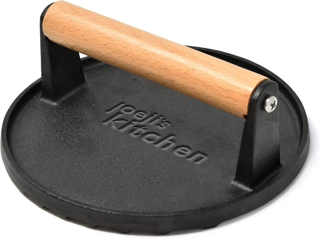 Joeji's Burgerpresse - Burger Patty Presse aus Antihaft Gusseisen für perfekte Grillmarken - Patty-Presse oder Burger Smasher - Hamburgerpresse mi...