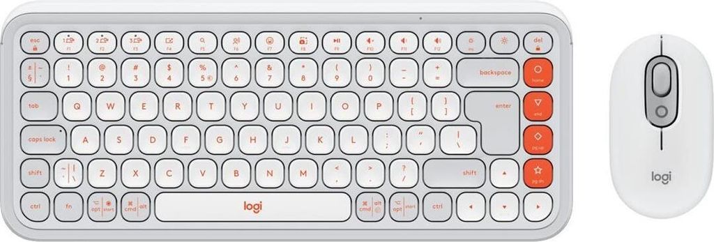Logitech POP ICON COMBO, Kabellos, Bluetooth, Scherenschalter, QWERTY, Weiß, Maus enthalten