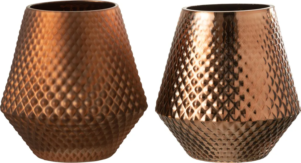 Porte-bougies J-Line Cari : Illuminez votre intérieur en verre et cuivre