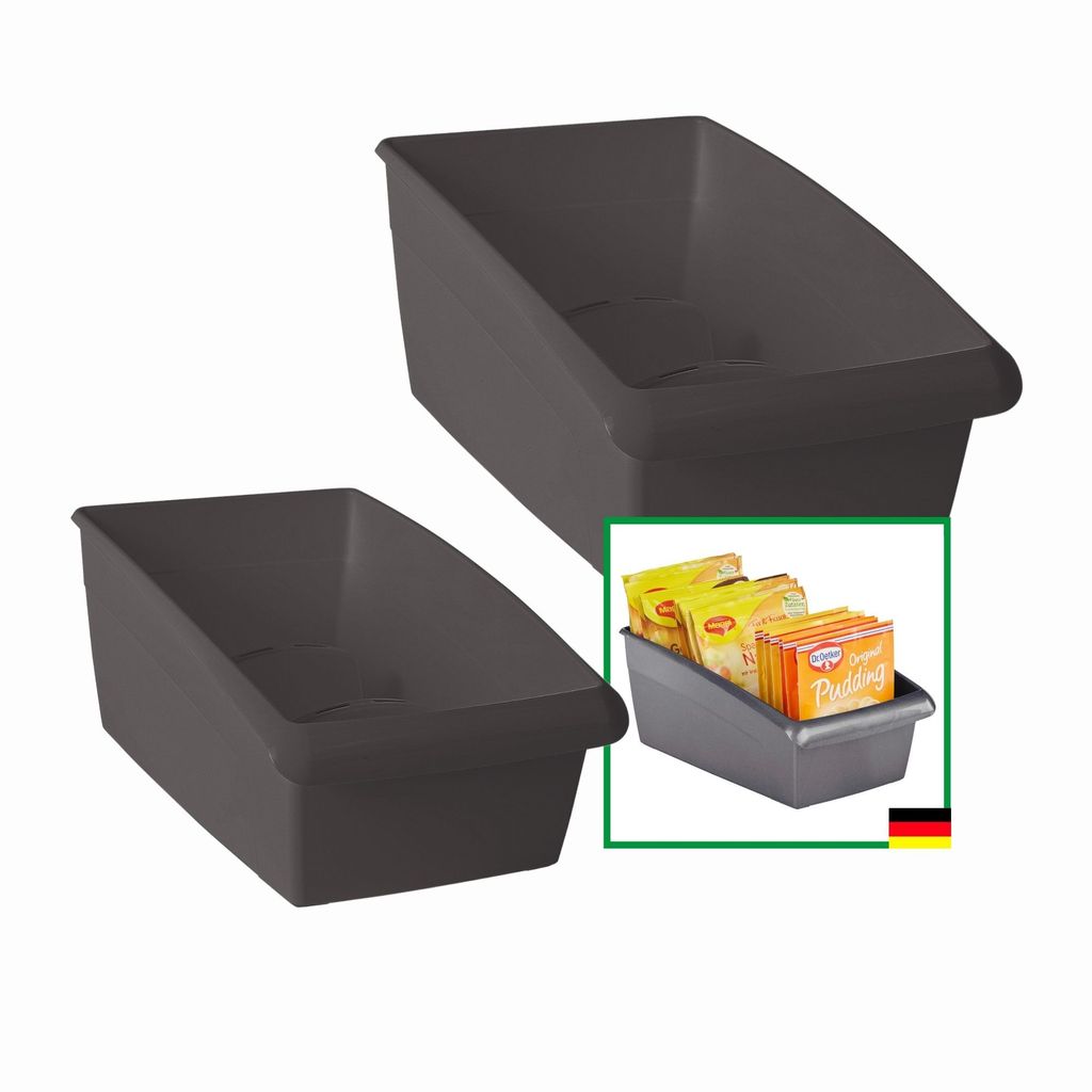 Novaliv Suppentütenboxen Set - 25 x 12 cm und 25 x 16 cm ANTHRAZIT GRAU - Gewürzaufbewahrung Box - Ordnungssystem für Schubladen - Aufbewahrung ...