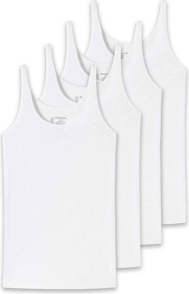 SCHIESSER Damen Trägertop, 4er Pack - Single Jersey, Serie 95/5, uni Weiß XL