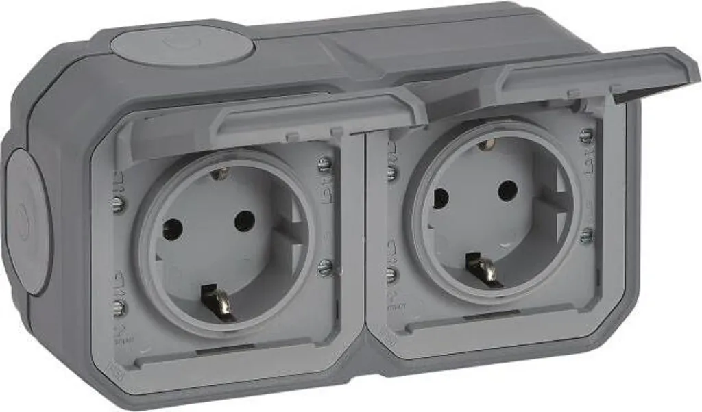 Legrand Plexo 069742L Double Prise de Courant Grise IP44 Horizontale