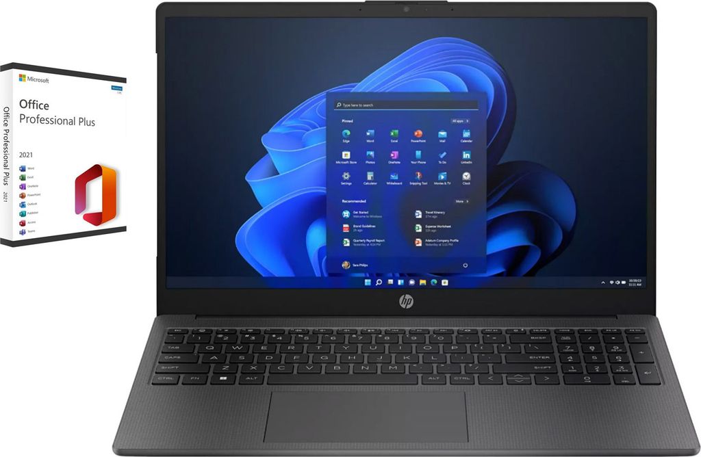 HP Laptop 15,6 Zoll FullHD AMD Ryzen5 6-Kern 4,5GHz 8GB RAM 512GB SSD AMD Radeon Windows 11 Pro Office Pro Plus 2021