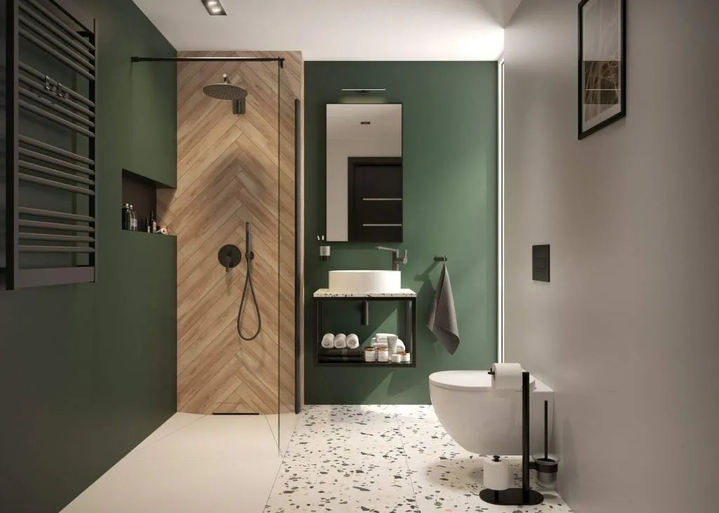 Support papier hygiénique noir avec tablette WC - Rangement multifonction