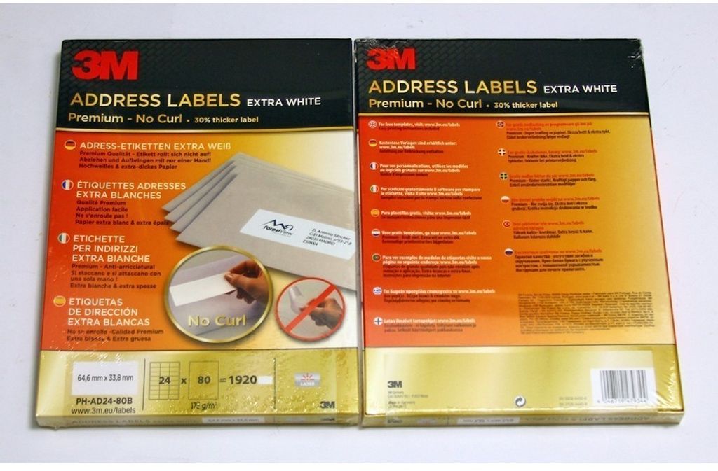 3M Premium Adress-Etiketten für Laser Druck 1er Pack á 1920 Etiketten, 64,6 x 33,8 mm