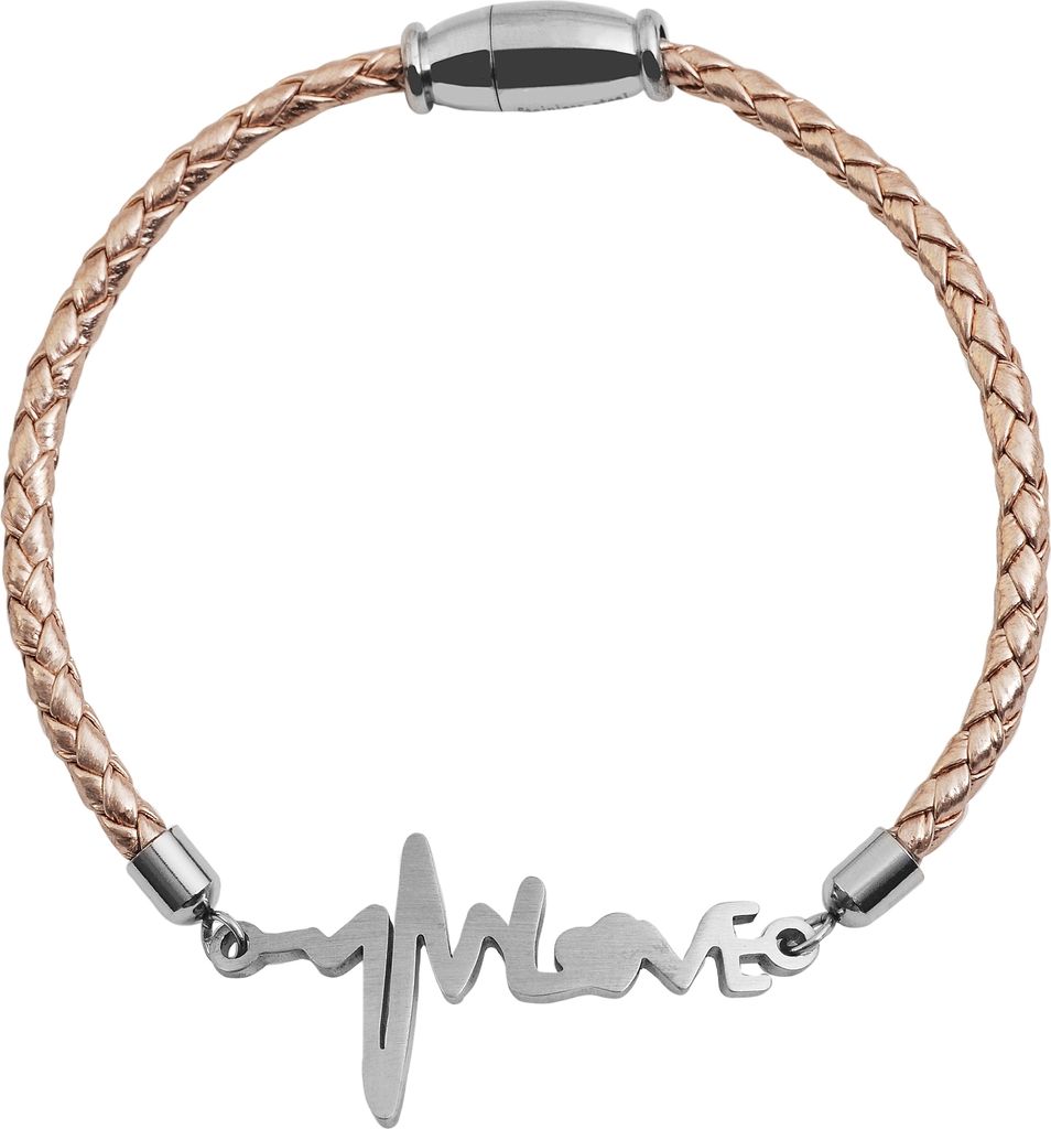 Akzent Echtlederarmband mit Edelstahlelement Produktbild 