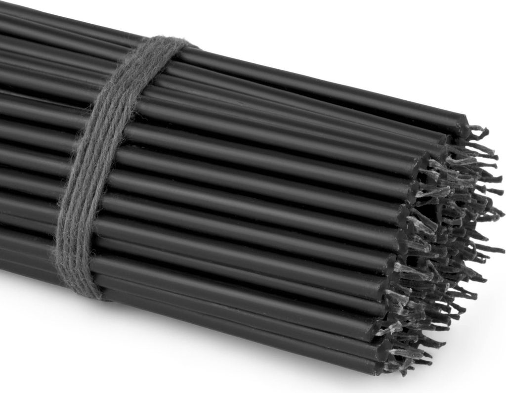 100x Stabkerzen schwarz Tropffrei Rußfrei dünn L 16cm Ritualkerze Paraffin 36130