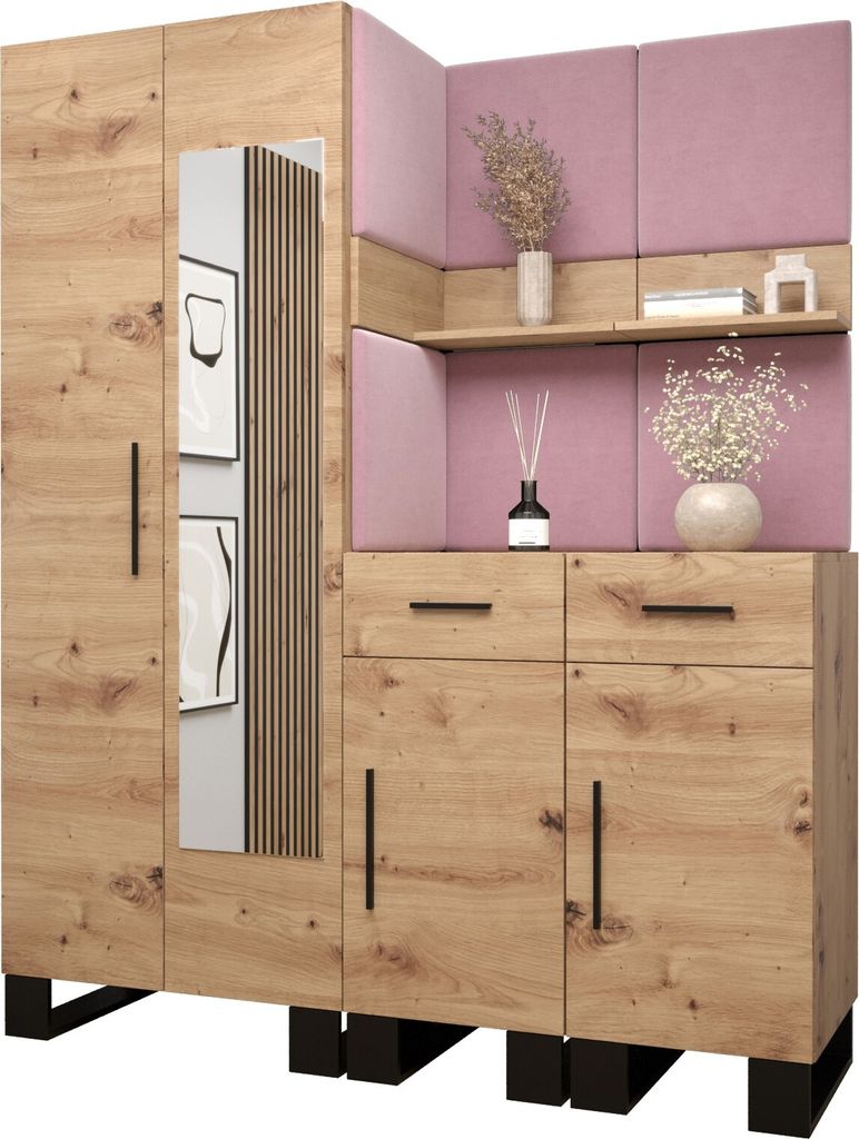 Garderobe ARTIN Set 15 mit gepolsterten Paneelen Industrial Design