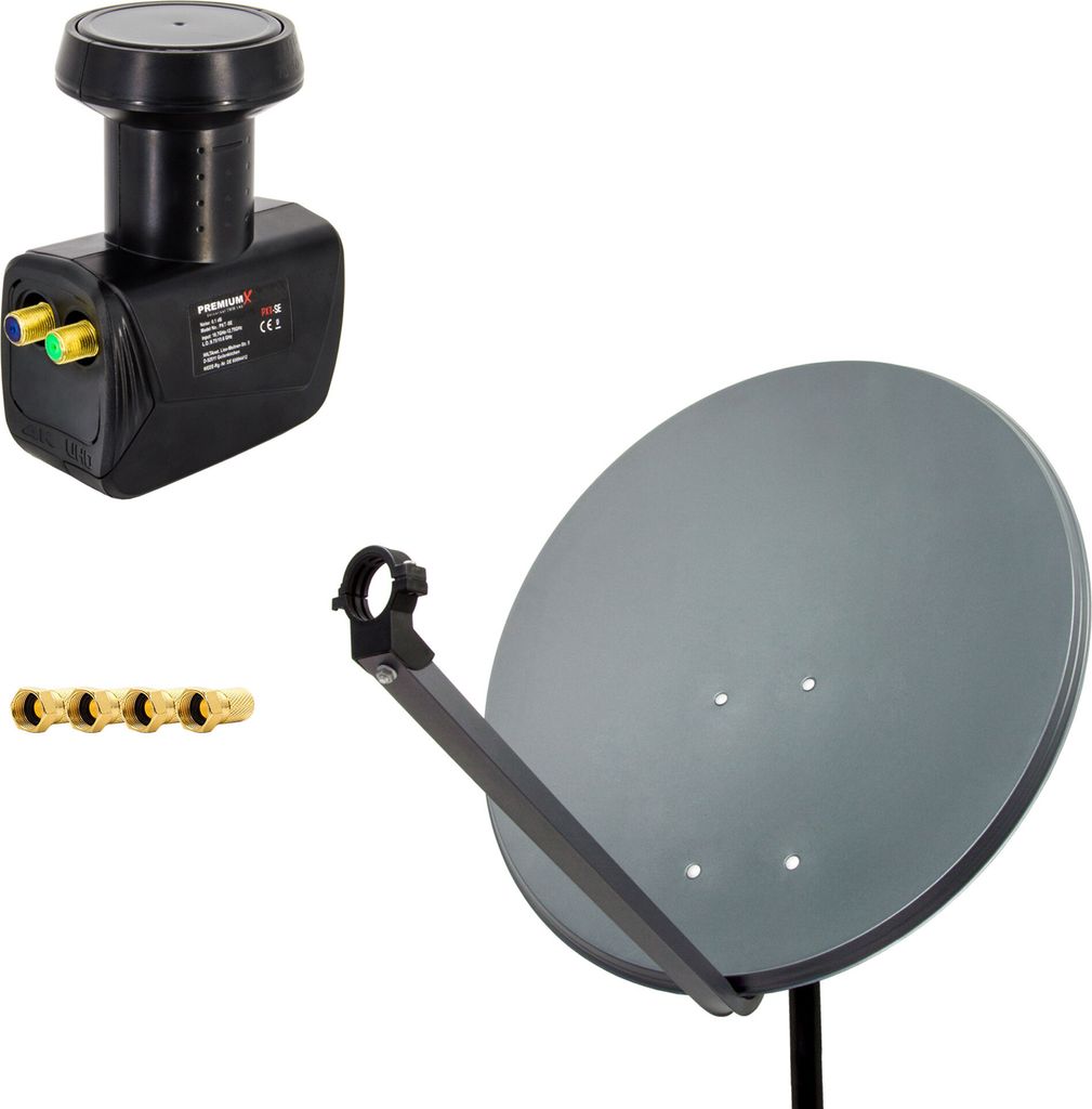 PremiumX SAT Anlage 60cm Satellitenschüssel ALU Twin LNB 4x F-Stecker