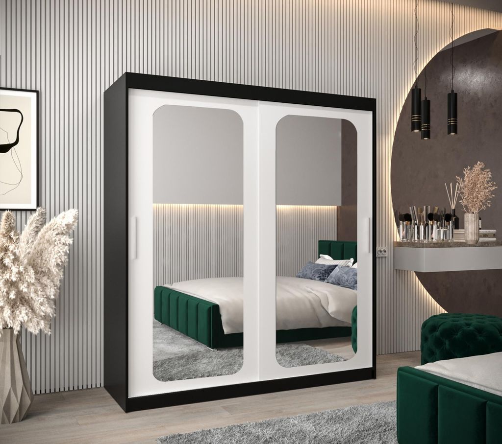 Spiegelschrank DONICELA 2 - 180 cm, schwarz/weiß
