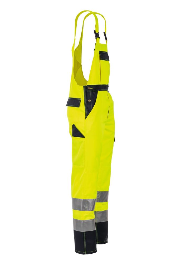 Planam Warnschutz Latzhose zweifarbig Gr. 52 gelb/marine Produktbild 