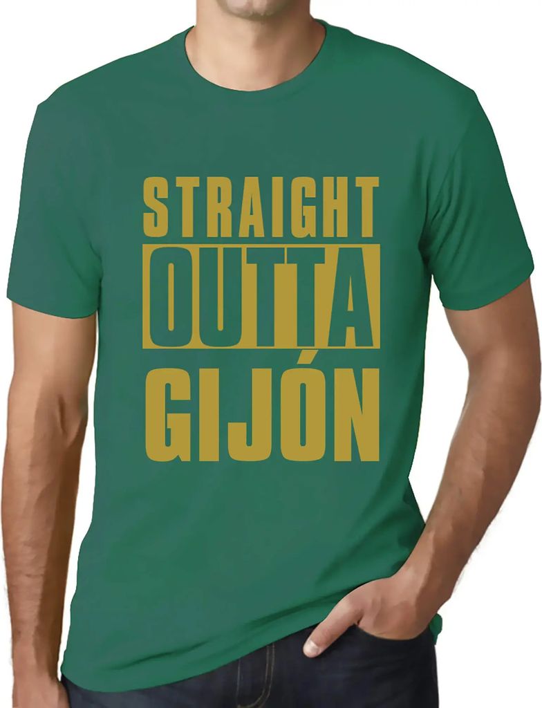 Herren Grafik T-Shirt Direkt aus Gijón – Straight Outta Gijón – Öko-Verantwortlich Vintage Jahrgang Kurzarm Lustige Druck Geburtstag Geschen...