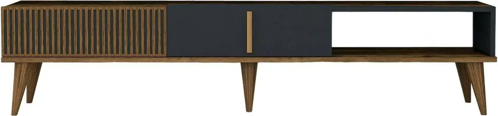 Banc TV Moderne Jakuchu Finition Noyer 180 cm pour Salon Contemporain