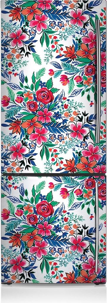 Kühlschrankfolie Aufkleber Kühlschrankmagnete Dekoration Kühlschrankfolie 60x205 cm - Farbenfrohe Blumen