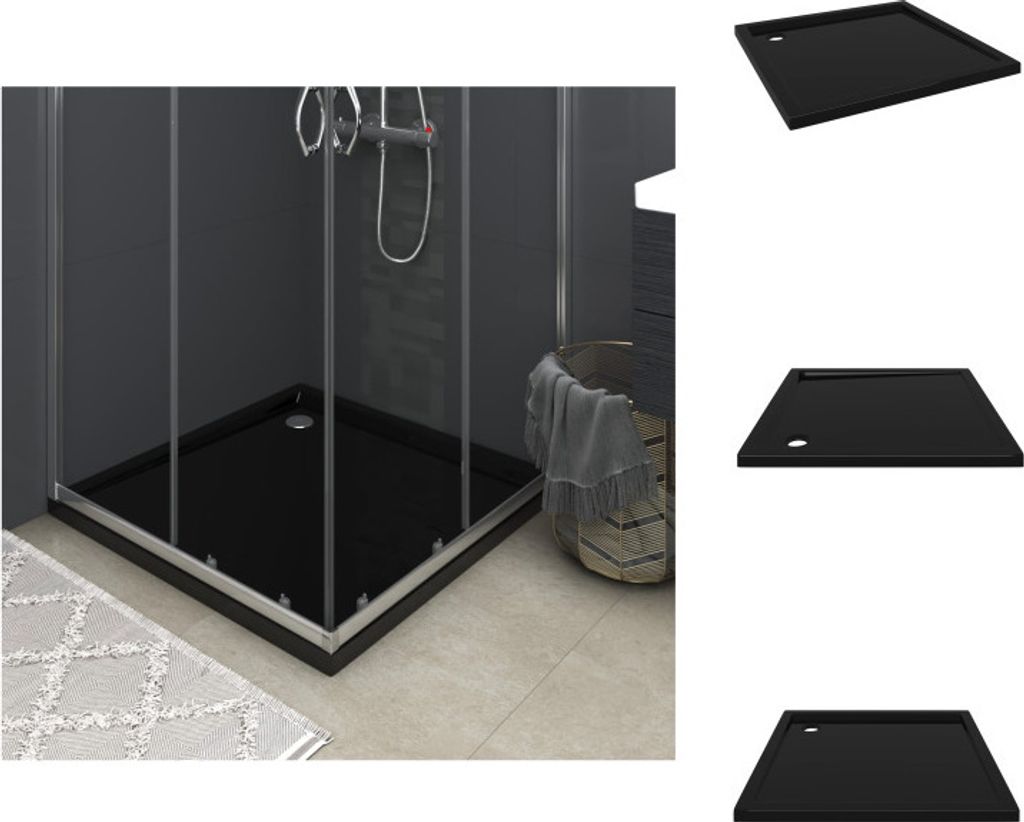 vidaXL Duschtasse ABS Quadratisch Schwarz 80x80 cm - Duschwannen