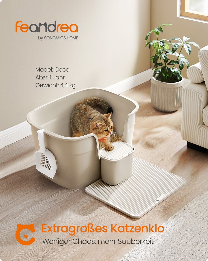 Feandrea extragroße Katzentoilette, für große Katzen, mit Produktbild 