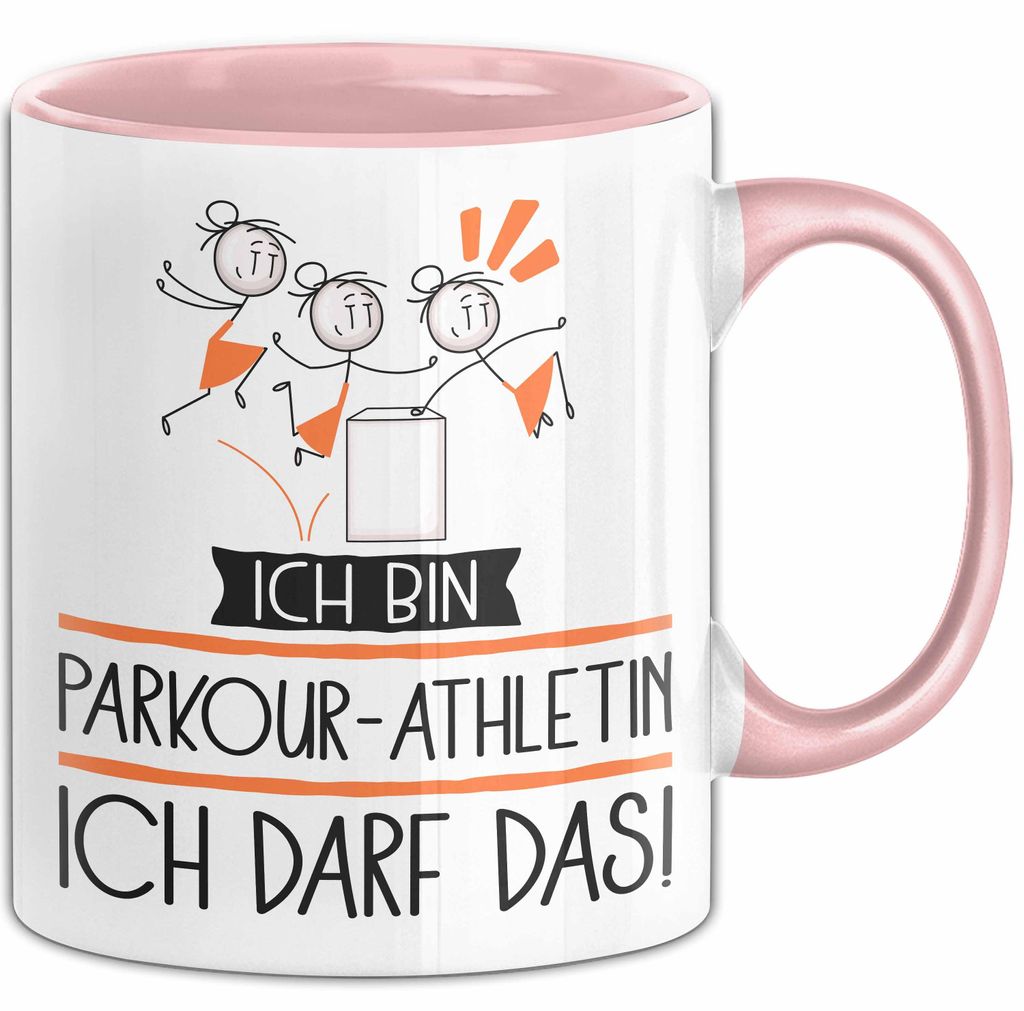 Geschenk für Parkour-Athletin Tasse Lustige Geschenkidee Geburtstag Ich Bin Parkour-Athletin Ich Darf Das (Rosa)