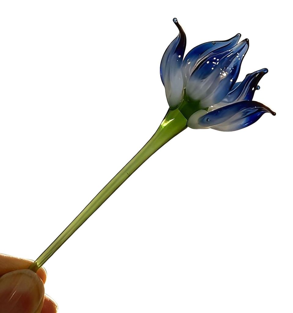 Mini-Glasblumenfigur, handgefertigt, transparenter Blumenstrauß aus Kunstkristall, Sammlerstück, mundgeblasen, Tischdekoration für Muttertag, Ge...