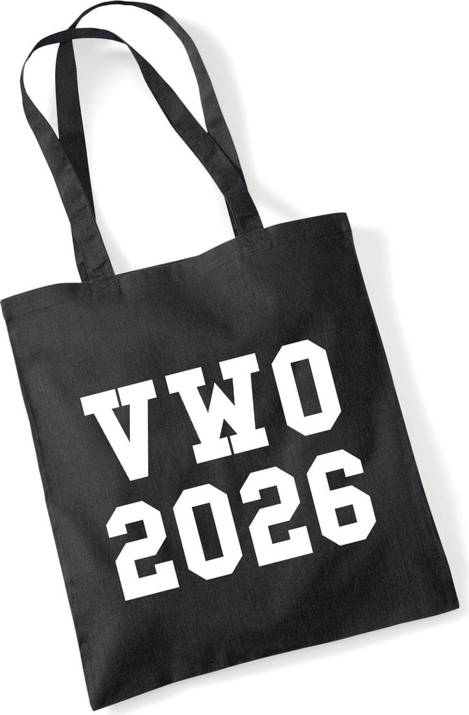Huuraa Jutebeutel VWO 2026 Abschluss Niederlande Geschenk 10 Liter Black Baumwolle VWO 2026 Präsent