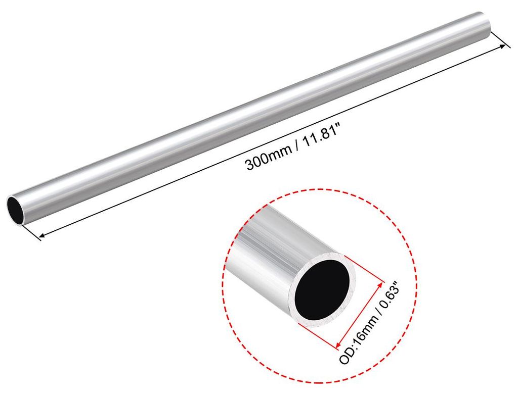 6063 Aluminium Rohr 300mm L?nge Aluplatte Rundrohre, Aluminium Rundrohr 16mm Au?endurchmesser Aluprofil Rohre, Alurohr 14mm Innendurchmesser Alumin...