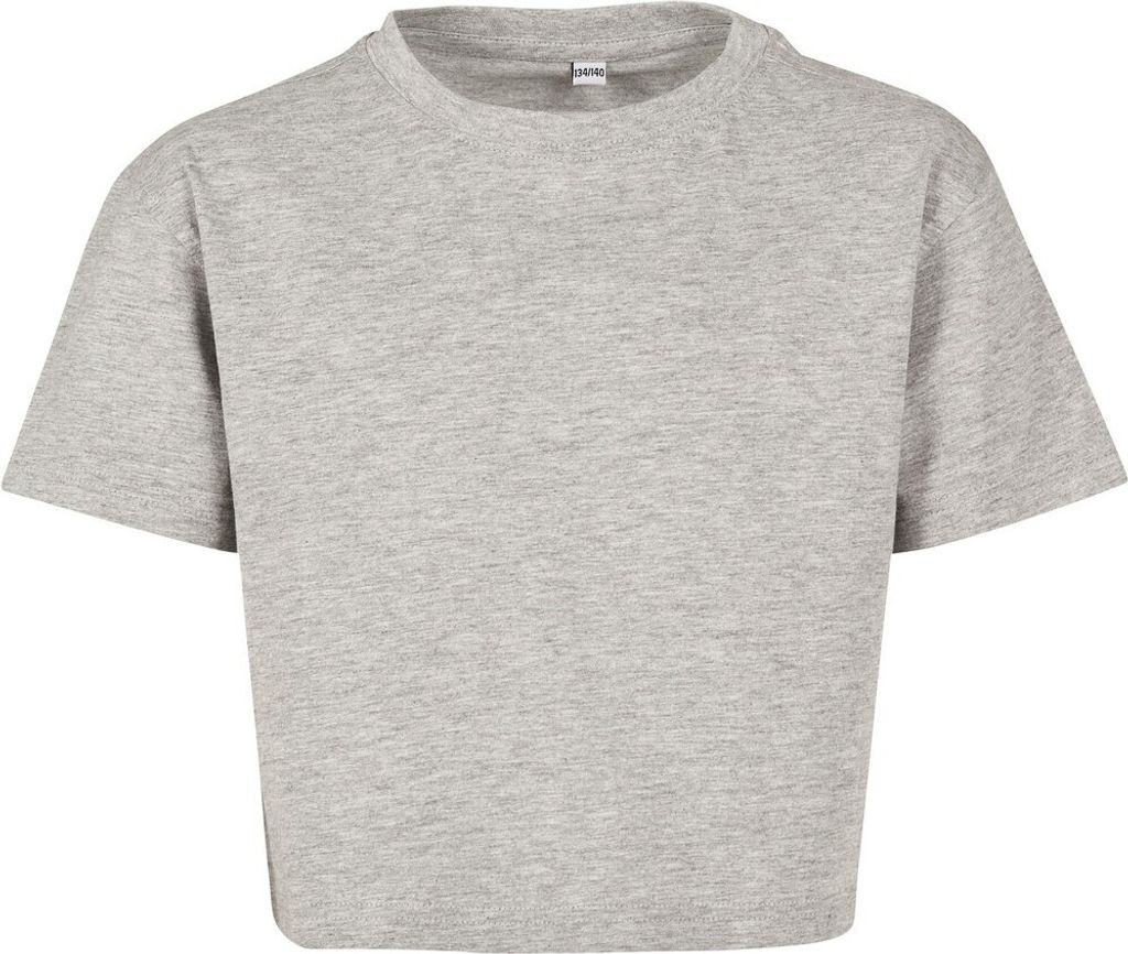 Build Your Brand - T-Shirt kurz geschnitten für Mädchen RW7631 (146-152) (Grau meliert)