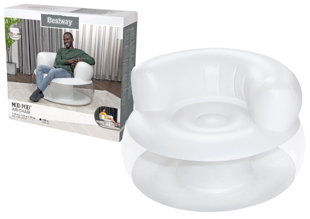 Opblaasbare stoel wit 112 x 112 x 70 cm Bestway 75138 Productafbeelding 
