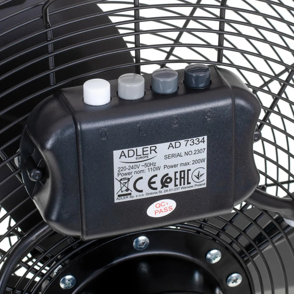 Ventilateur de sol chromé ADLER AD7334 de 45cm avec inclinaison réglable 110W - 10