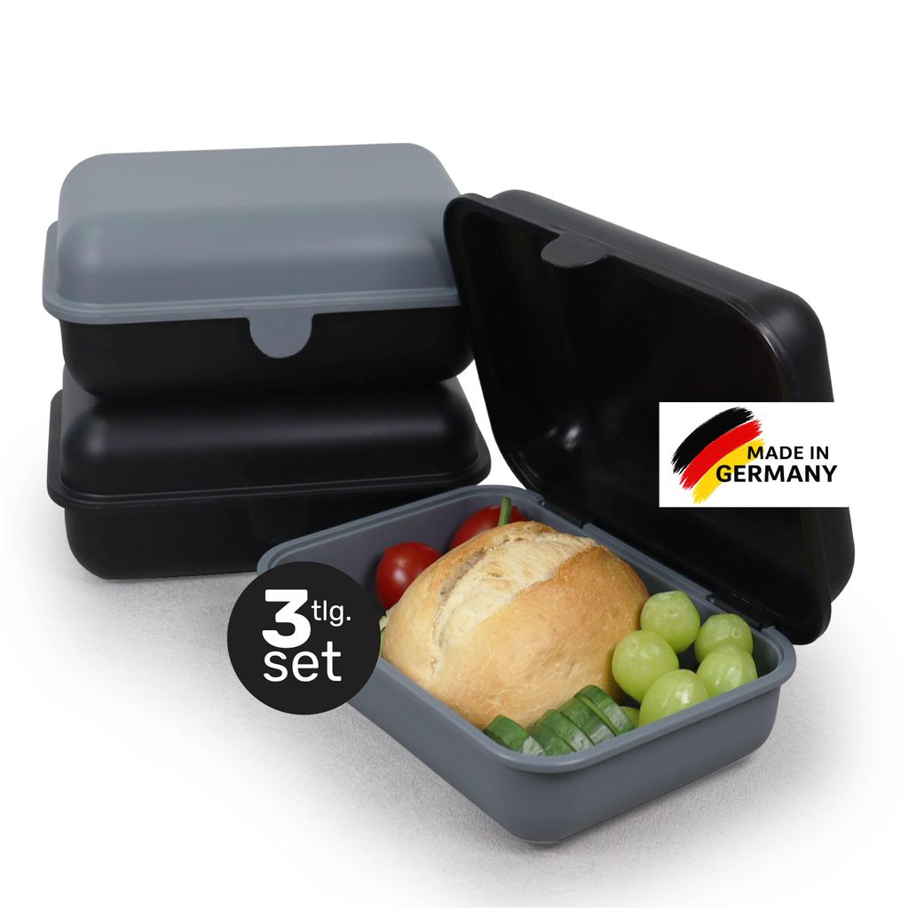 Lunchbox 3er Set 1200 ml – Brotdosen mit Deckel, BPA-frei, mikrowellen & spülmaschinengeeignet, Germany, für Kinder & Erwachsene