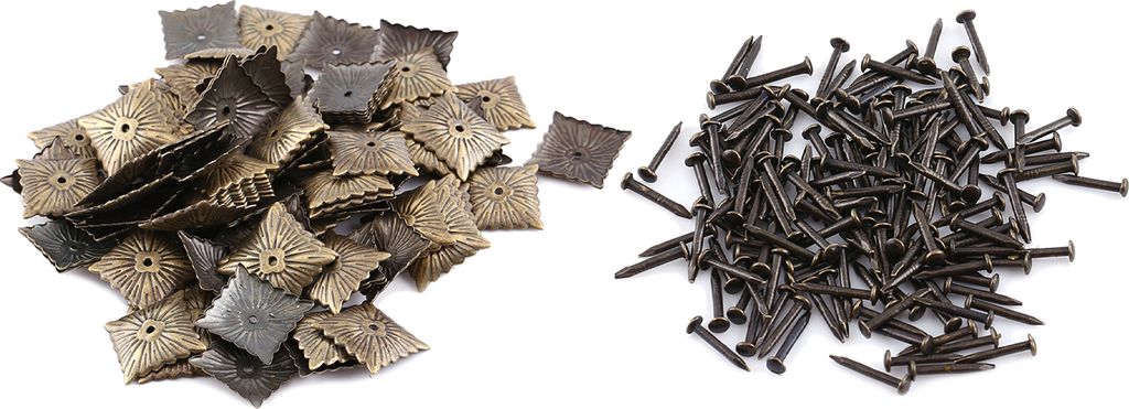 100 Stück Polsternägel Vintage-Bronze, quadratisch 21x21mm, für Möbel, Sofa & Türdekoration