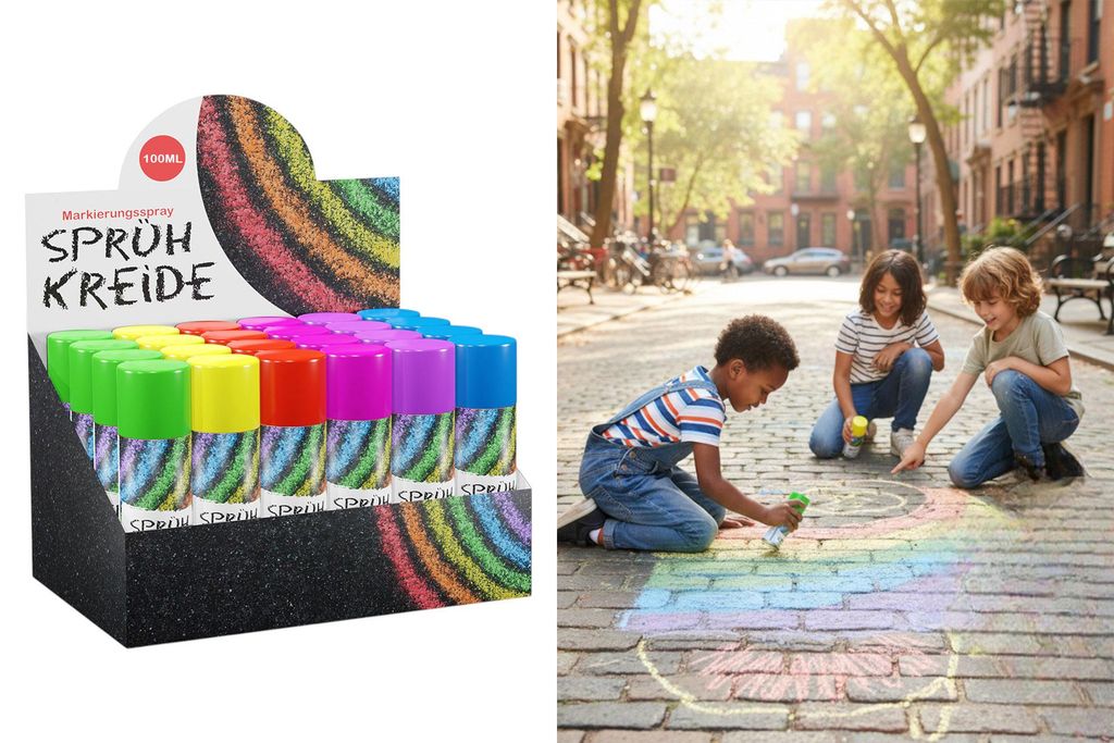 12er Set Sprühkreide in 6 verschiedenen Farben mit je Produktbild 