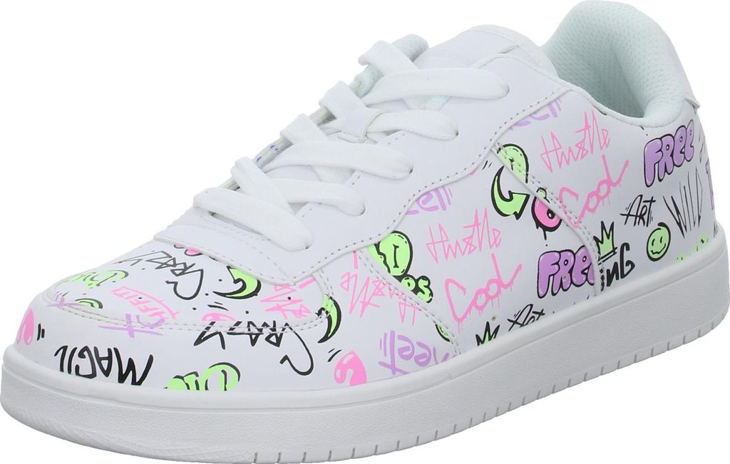 Sneakers Mädchen-Sneaker Graffiti-Muster Weiß, Farbe:weiß, Produktbild 