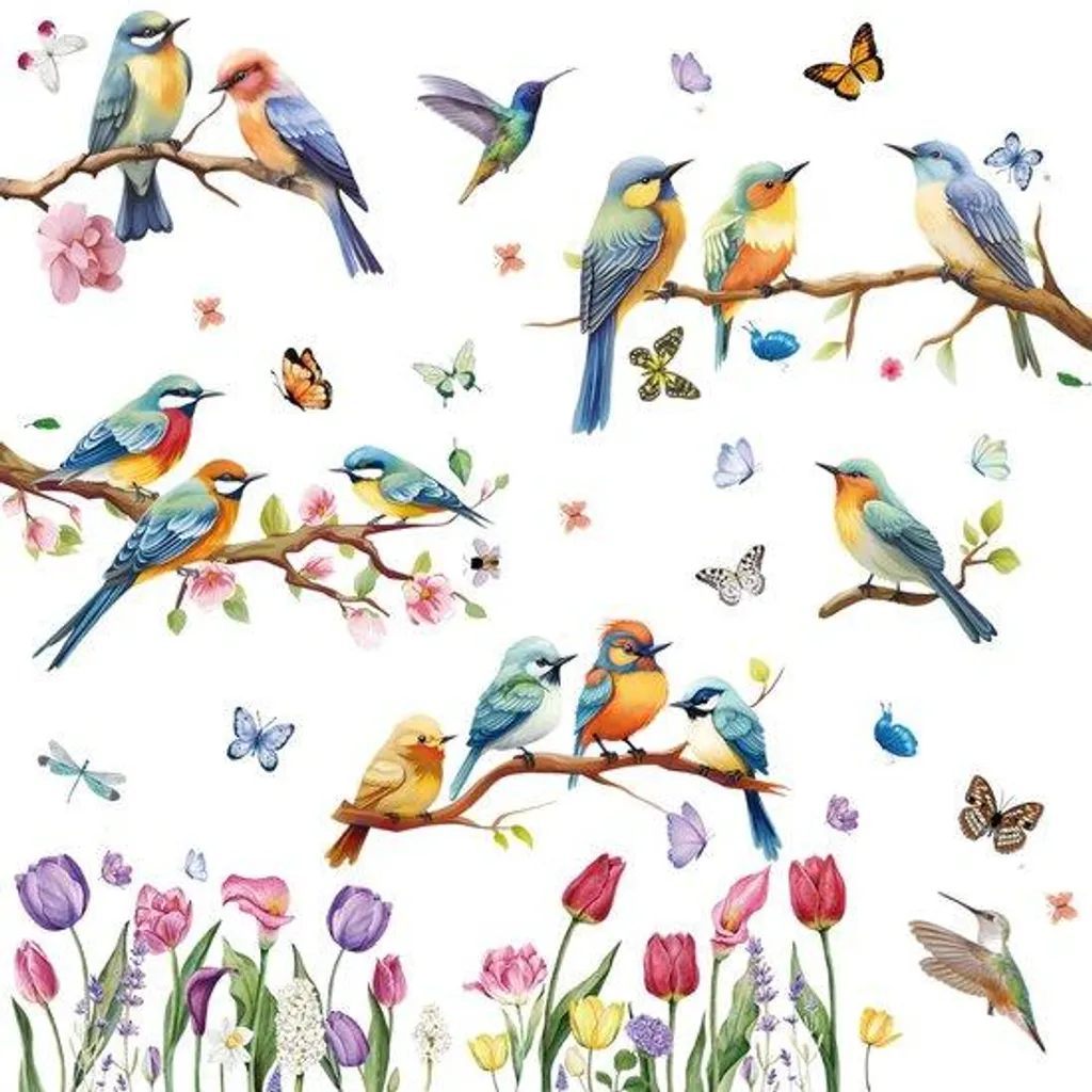Décoration de fenêtre printemps kit 9 planches autocollantes vitrage