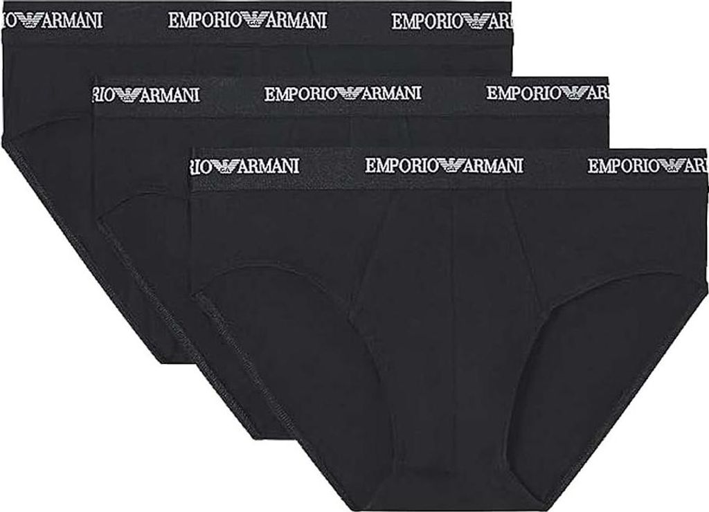 EMPORIO ARMANI Herren Slips Briefs 3er Pack Baumwolle Elasthan Farbe Schwarz Größe XXL AF14131 EM000391