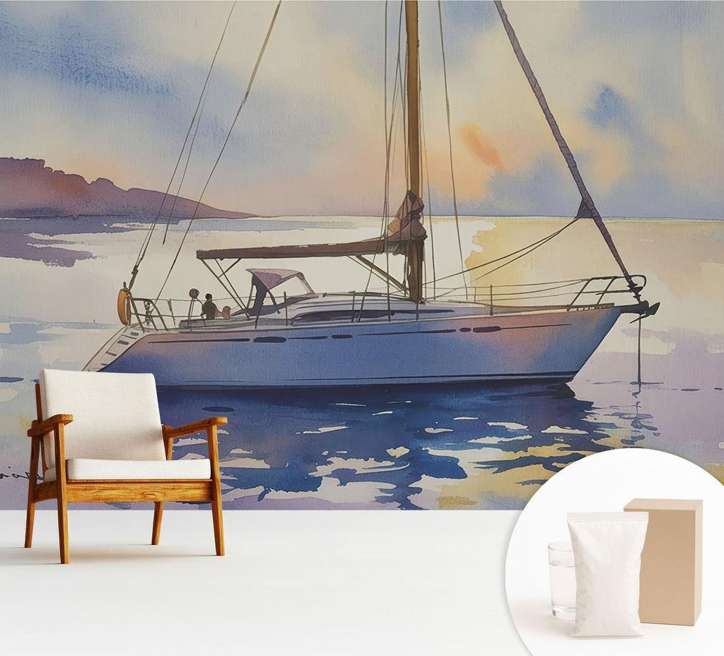 Fototapete - 312x219 cm - Tapete - Wandtapete - Wandbilder - Dekofolie - Tapete Folie - Wand - Dekoration - Wohnzimmer - Segelboot West