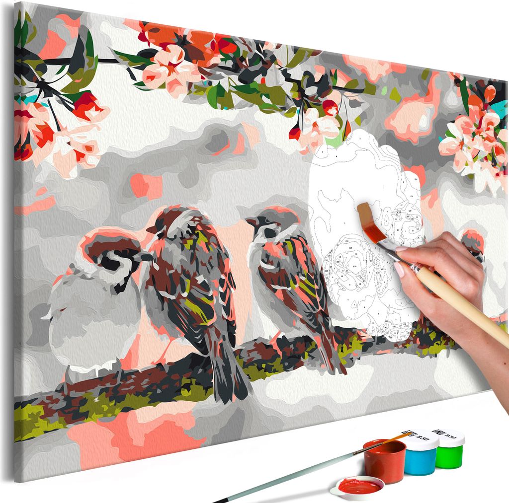 Malen nach Zahlen Tiere Vögel Baum Natur 50x40 cm Malset mit Holzrahmen auf Leinwand für Erwachsene Kinder Gemälde Handgemalt Kit DIY