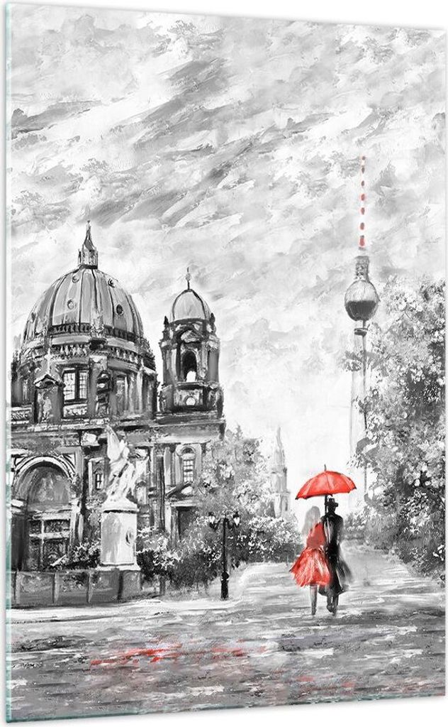 Bilder auf glas - Einteilig - Dom Berlin Liebespaar - 70x100cm - Glasbilder - Wandbilder - Bilder - zum Aufhängen bereit - Wanddekoration aus Glas...