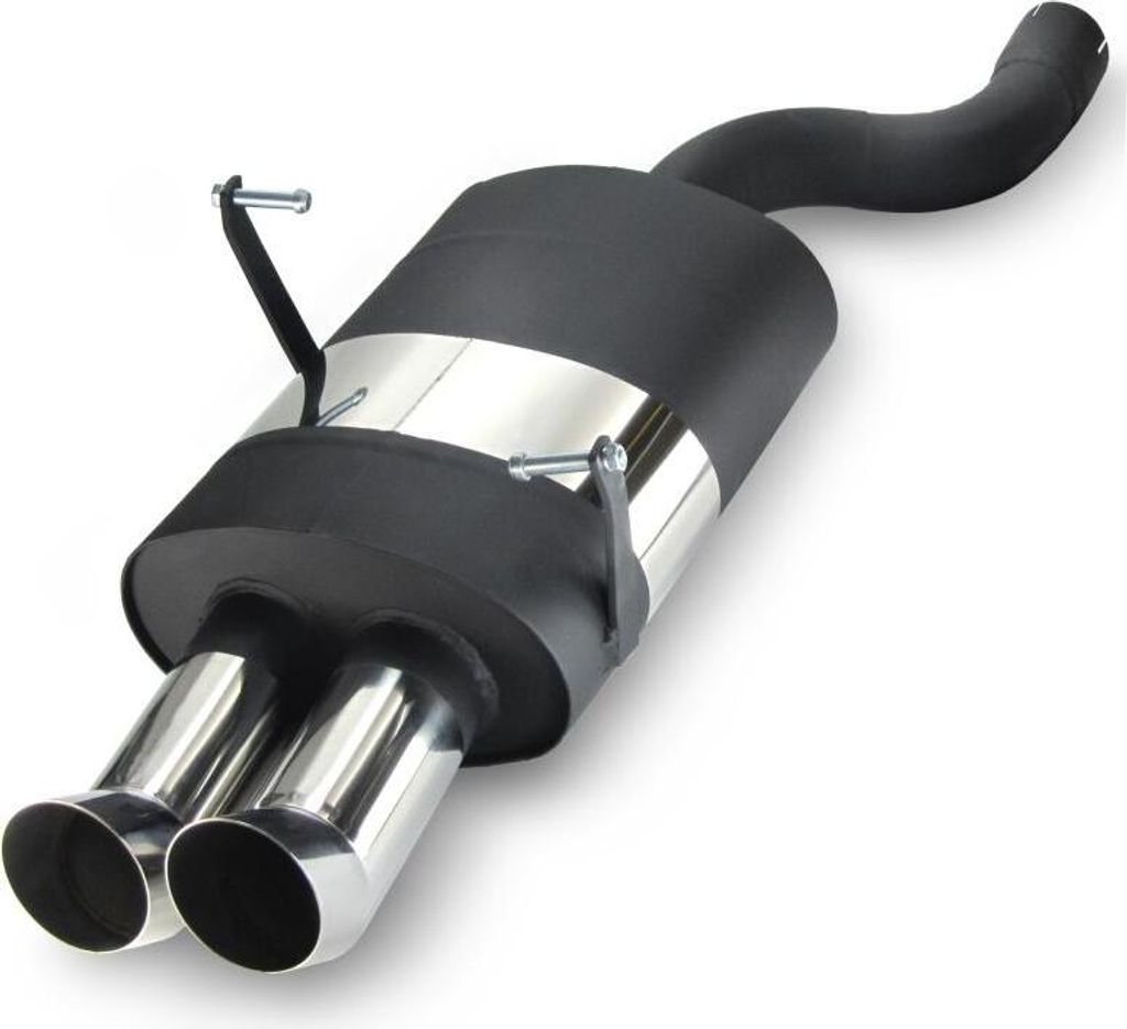 KDS Edelstahl Sportauspuff BMW E46 6Zyl Auspuff Endschalldämpfer 2x76 rund DTM