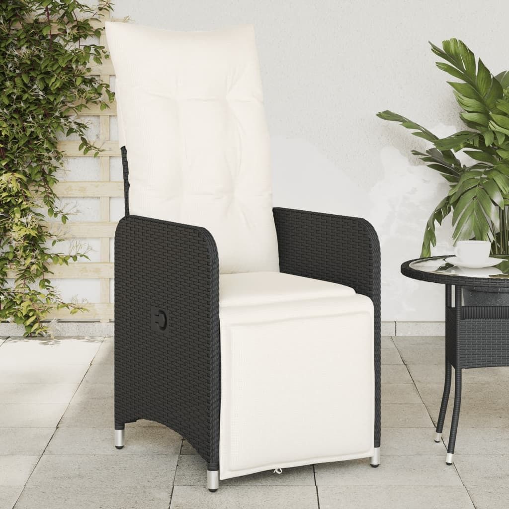 "im Angebot" Gartensessel mit Kissen 2 Stk. - bis 150 kg - Verstellbar Schwarz Poly Rattan - Stapelsessel CC16828