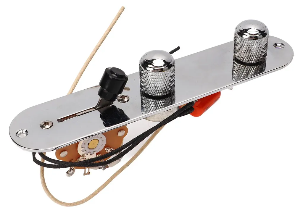 Panneau de contrôle guitare argenté avec câblage complet et boutons