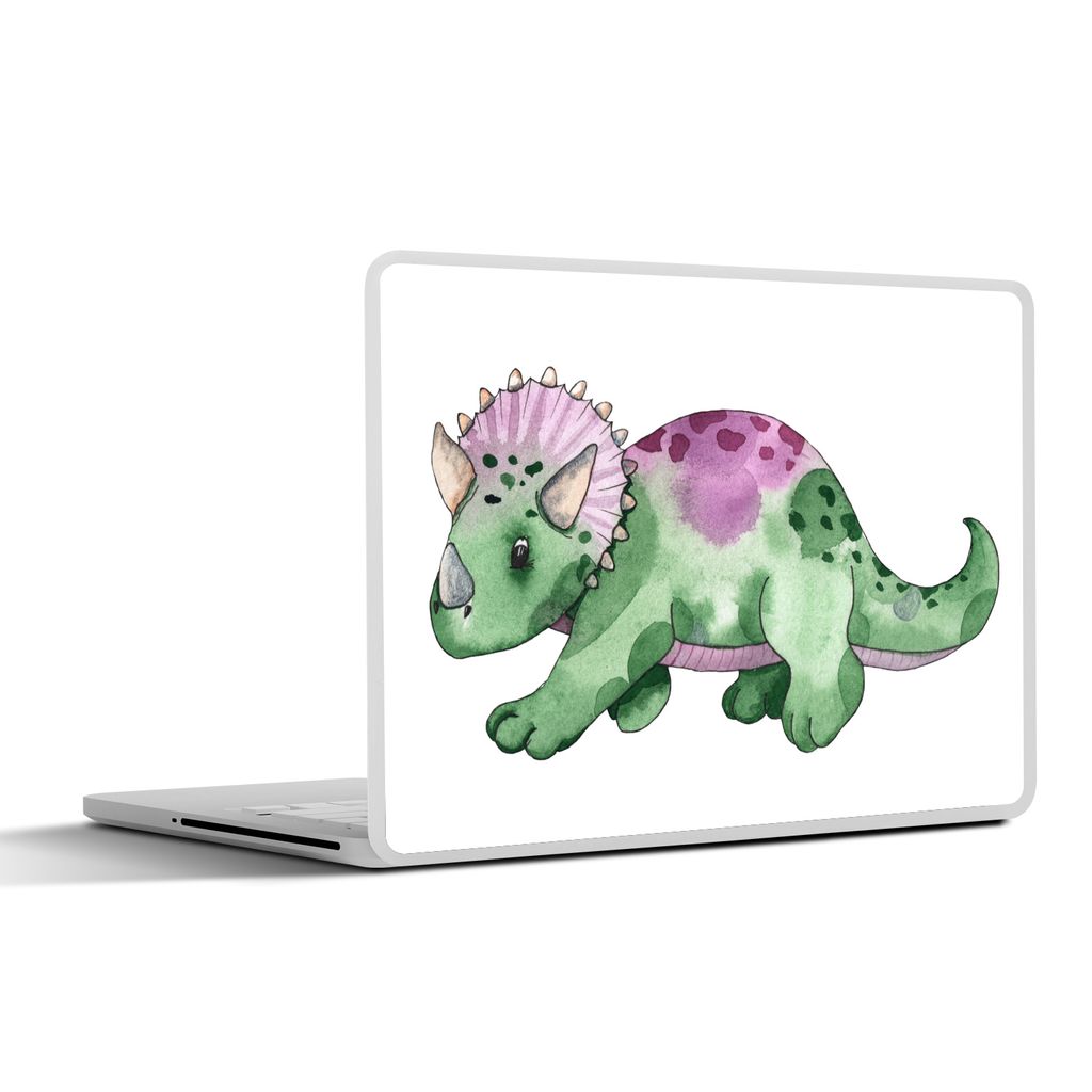 MuchoWow Laptop Aufkleber Sticker Cover Dinosaurier - Kinderzimmer - Grün - Jungen - Mädchen - Kinder 31x22.5 cm - Laptop-Deko
