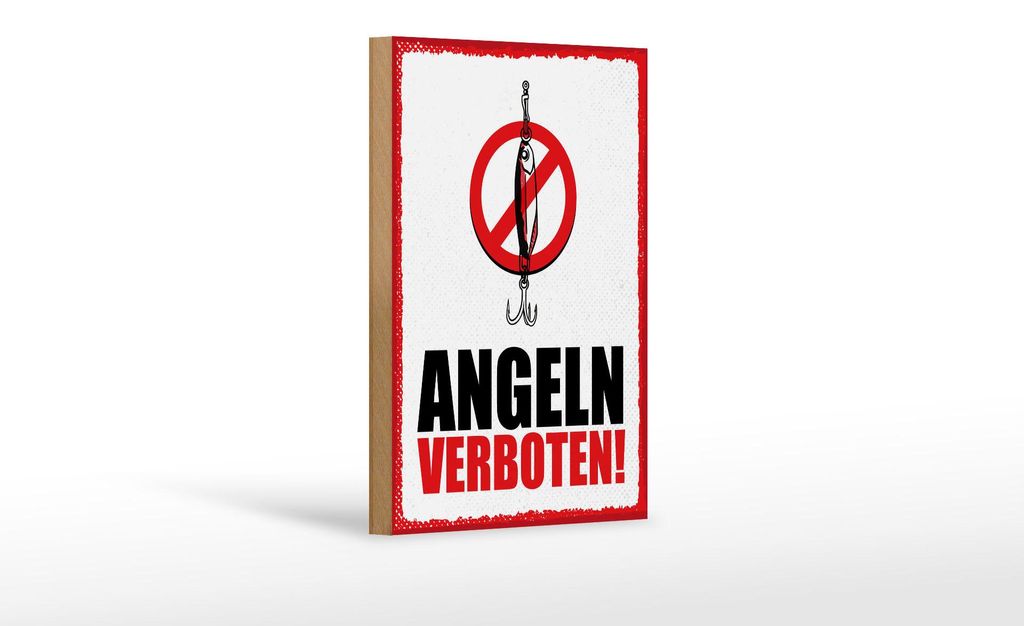 Holzschild Hinweis 20x30 cm Angeln verboten Köder Deko Schild