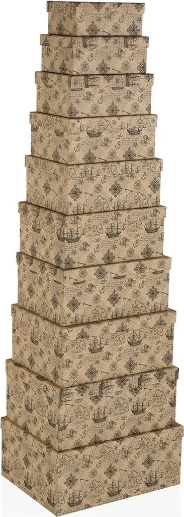 Set 10 Boîtes Versa Carton Schiff Rigides et Empilables Gain de Place