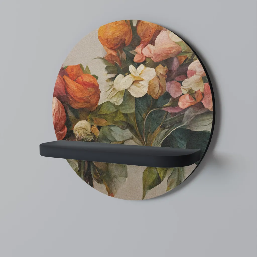 Étagère ronde noire 34x34 cm en stratifié - Idéal pour plantes et cadres