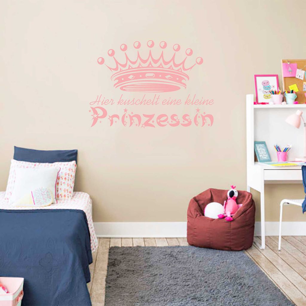 Wandtattoo - Wandaufkleber - Wandtattoo "Kuschel Prinzessin" - 80cm x 57cm hellrosa - Dekoration Küche Wohnzimmer Wand