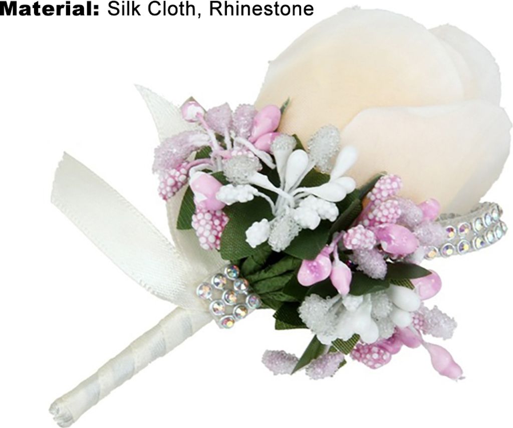Hochzeit Braut Bräutigam Bling Strass Boutonniere Seidenstoff Rose Blumen Corsage