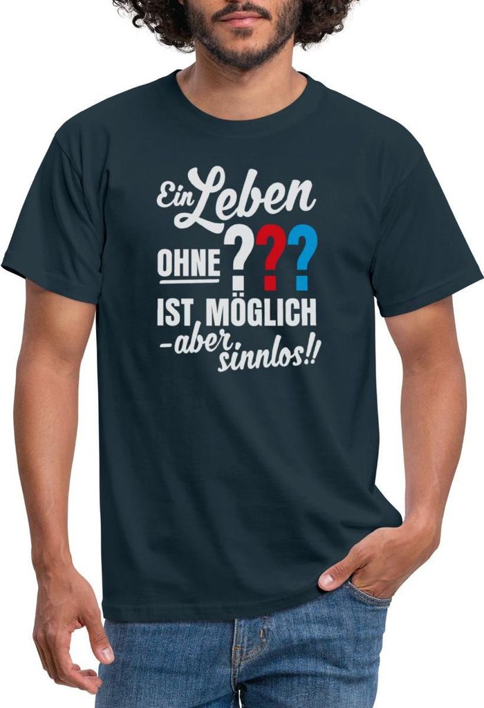 Spreadshirt Die Drei Fragezeichen Leben Ohne Ist Sinnlos Männer T-Shirt, 3XL, Navy
